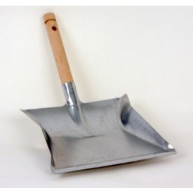 Stofblik metaal met houten steel