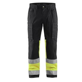 Blaklader Werkbroek 1551 Stretch Klasse 1 maat 68 Zwart/Fluor Geel
