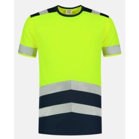 Tricorp T-shirt Bicolor Klasse 1 maat XS Fluor Geel/Donkerblauw