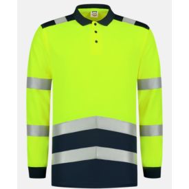 Tricorp Poloshirt Bicolor Lange mouw Klasse 2 maat XS Fluor Geel/Donkerblauw
